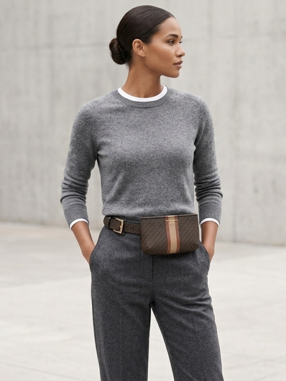 MK Michael Kors Brown Monogram Fanny Pack Belt Bag🧡🤎